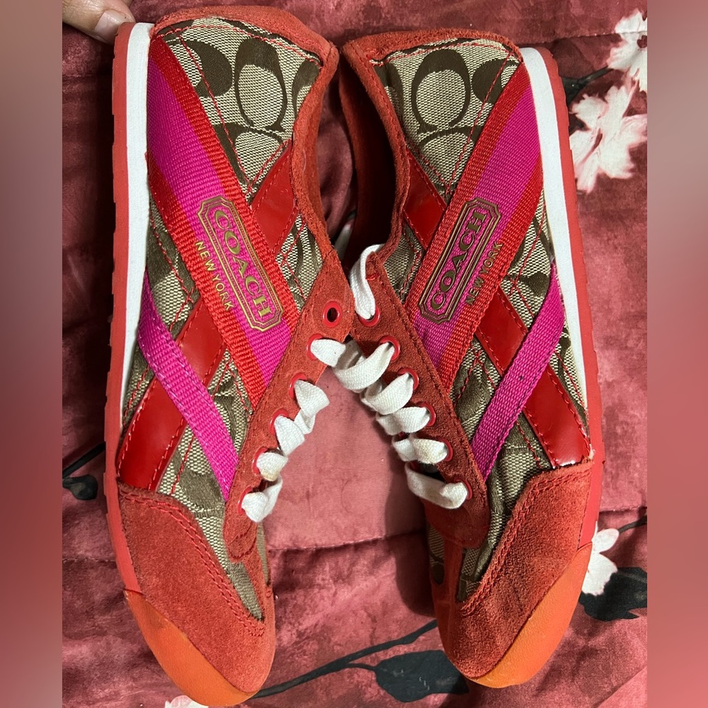 Coach Red and Pink Women's Sneakers - Picture 4 of 8
